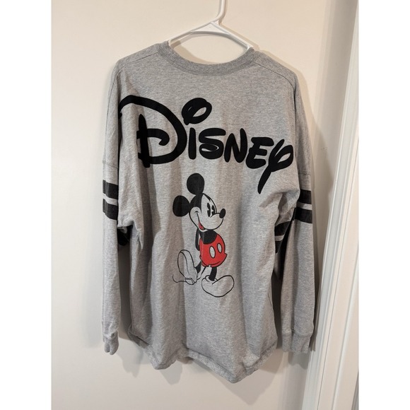 Disney Mickey Mouse Oversized Tshirt Long Sleeve Express Jersey Sz‎ L Grey - Picture 1 of 6